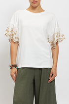 T-shirt con maniche ricamo