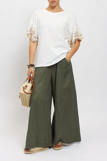T-shirt con maniche ricamo
