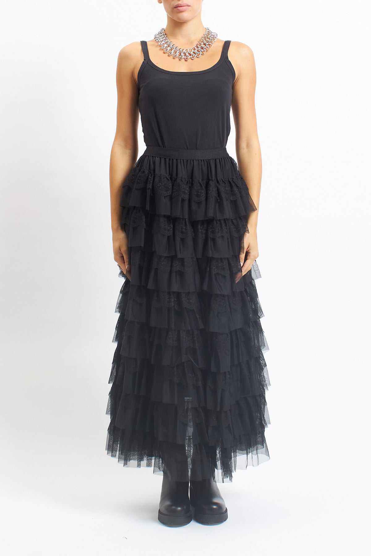 Gonna lunga con balze in tulle