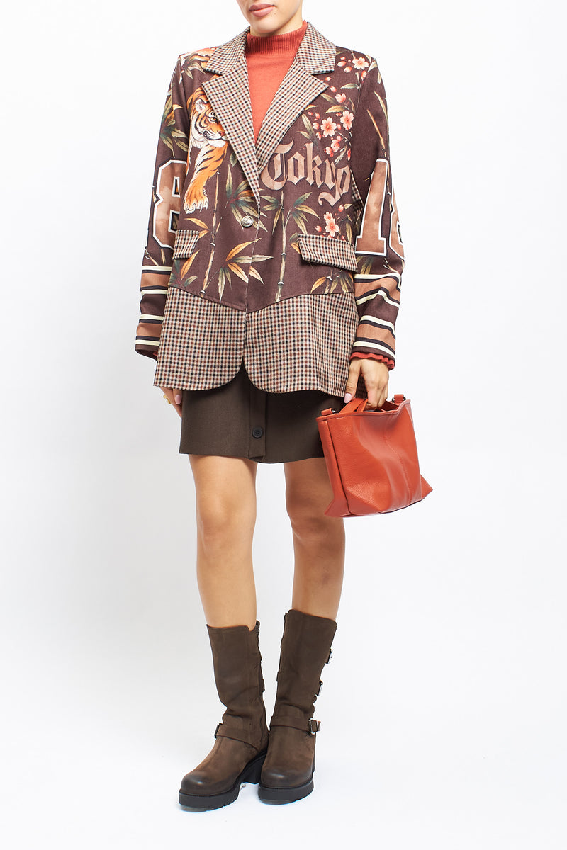 Blazer con fantasia patchwork
