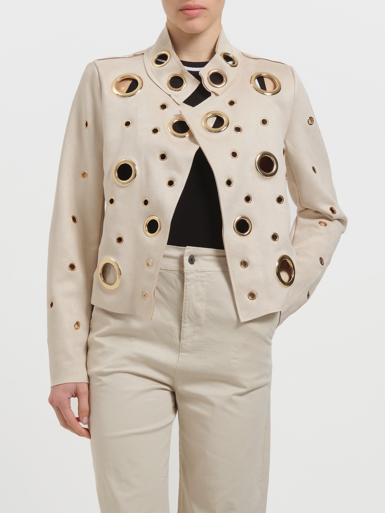 Giacca in ecocamoscio con anelli