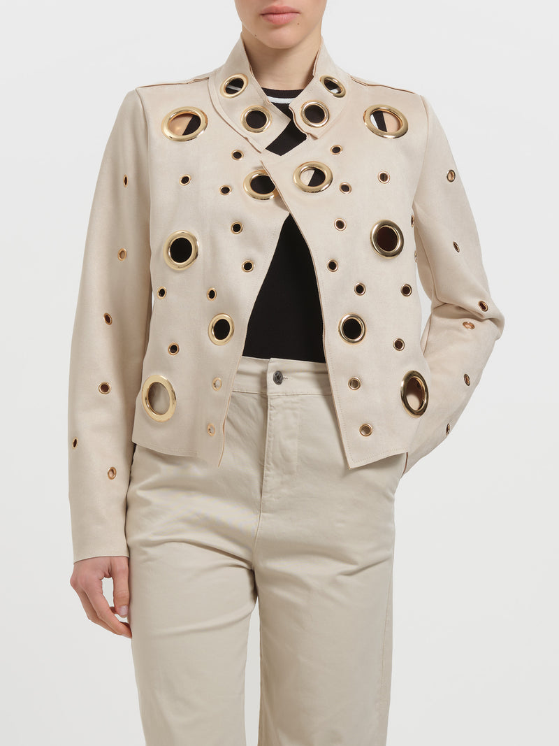 Giacca in ecocamoscio con anelli