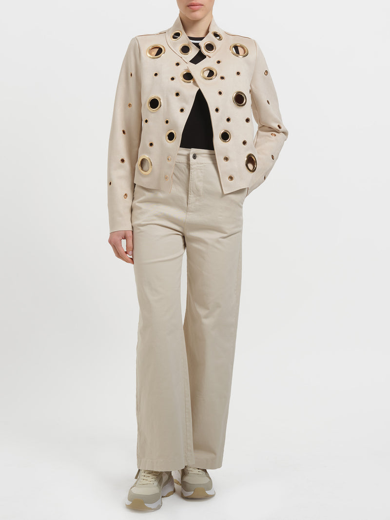 Giacca in ecocamoscio con anelli