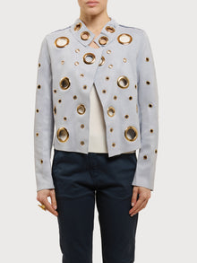 Giacca in ecocamoscio con anelli