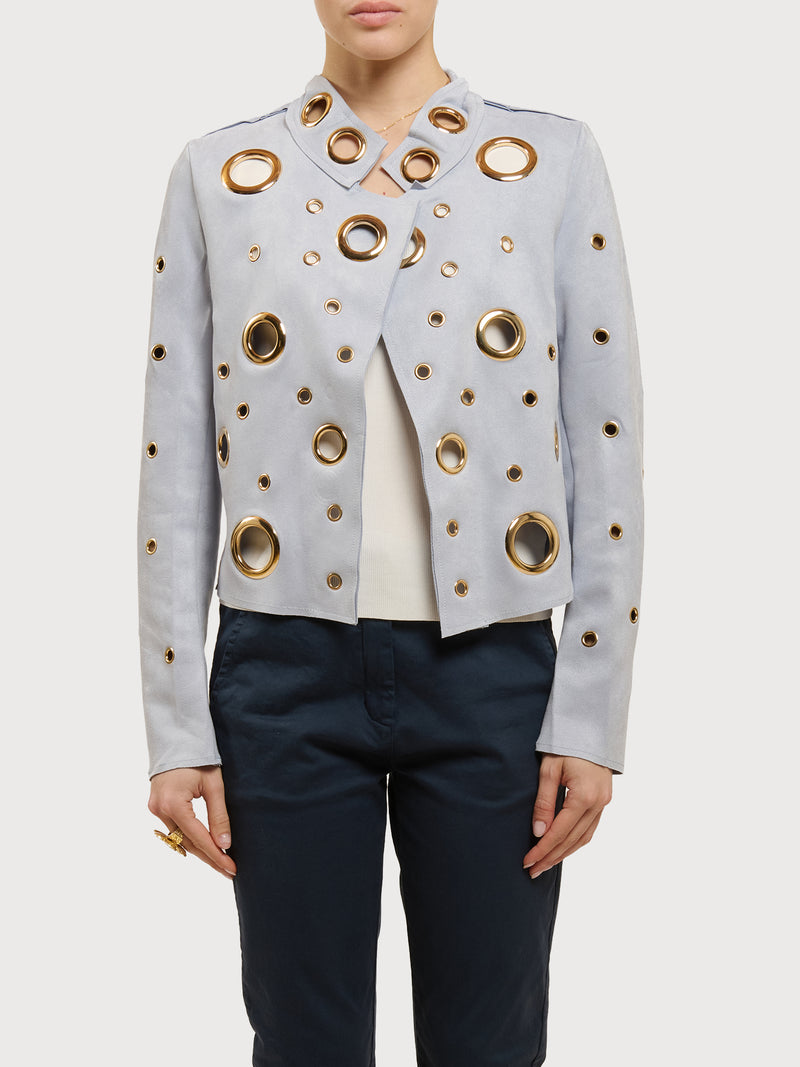 Giacca in ecocamoscio con anelli