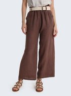 Pantaloni ampi in lino con cintura removibile