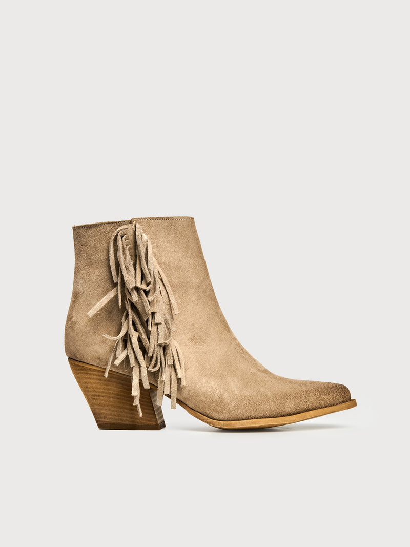 Stivale Texano in camoscio con frange