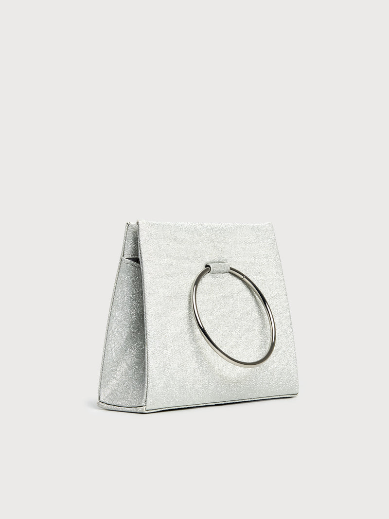 Borsa clutch con manico ad anello