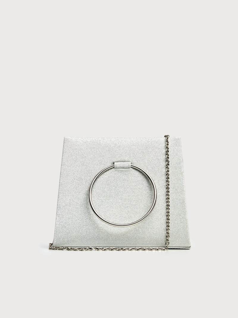 Borsa clutch con manico ad anello