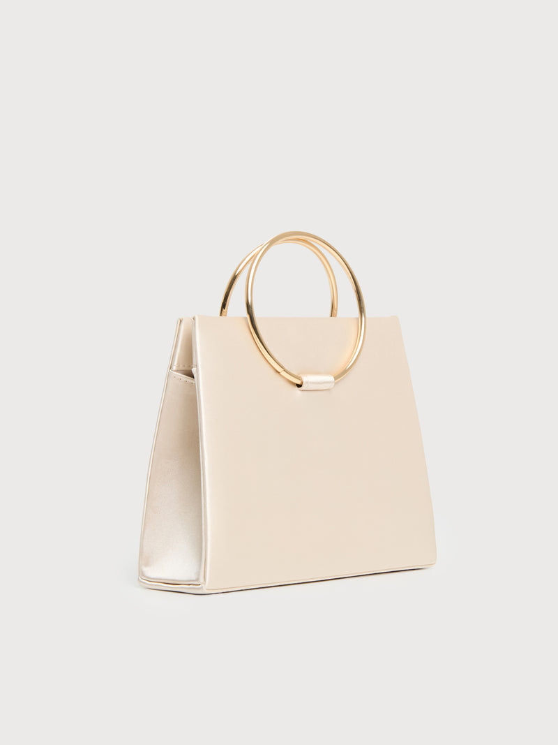 Borsa clutch con manico ad anello