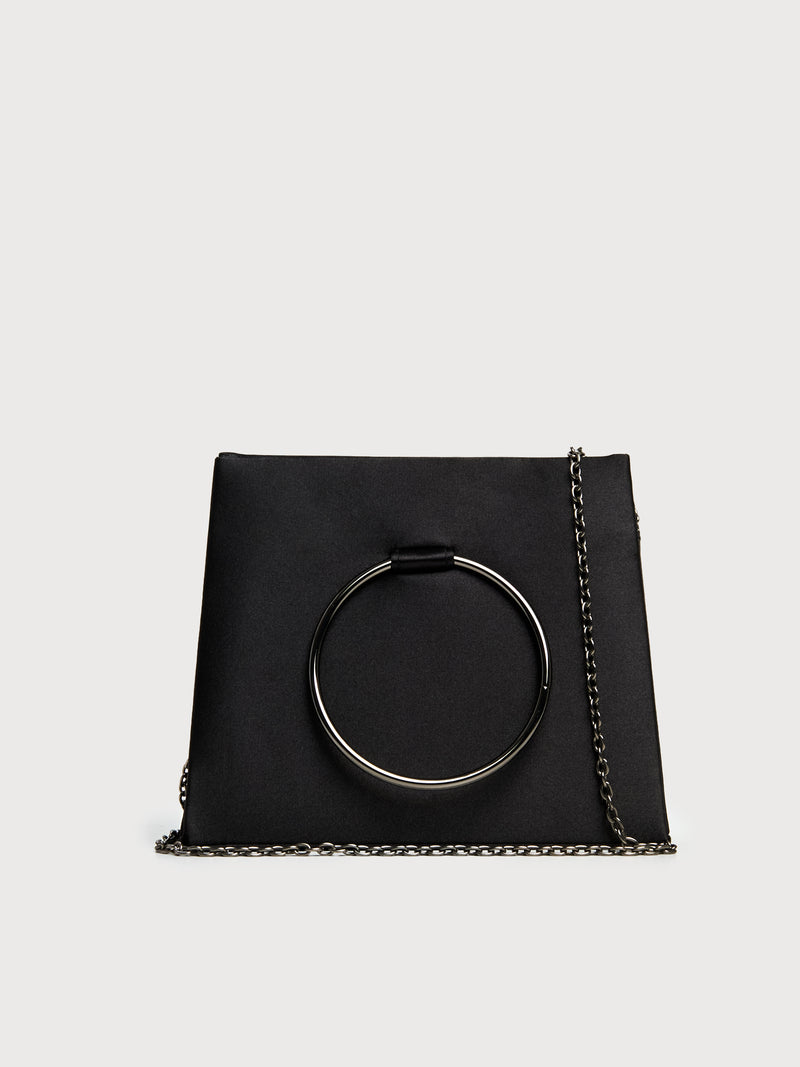 Borsa clutch con manico ad anello