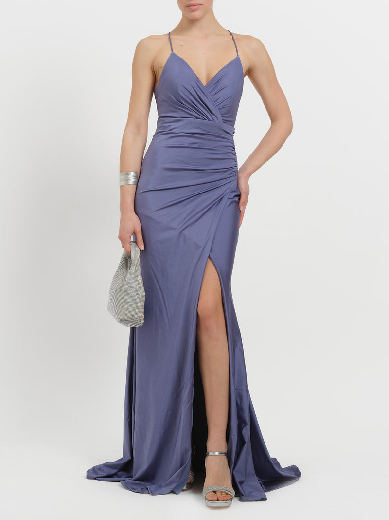 Abito lungo a sirena laminato