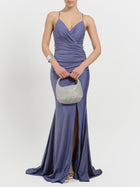 Abito lungo a sirena laminato