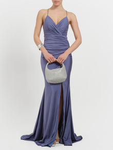 Abito lungo a sirena laminato