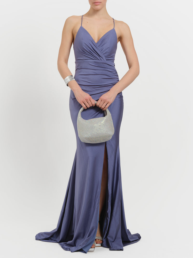 Abito lungo a sirena laminato