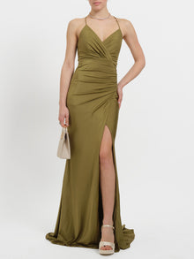 Abito lungo a sirena laminato