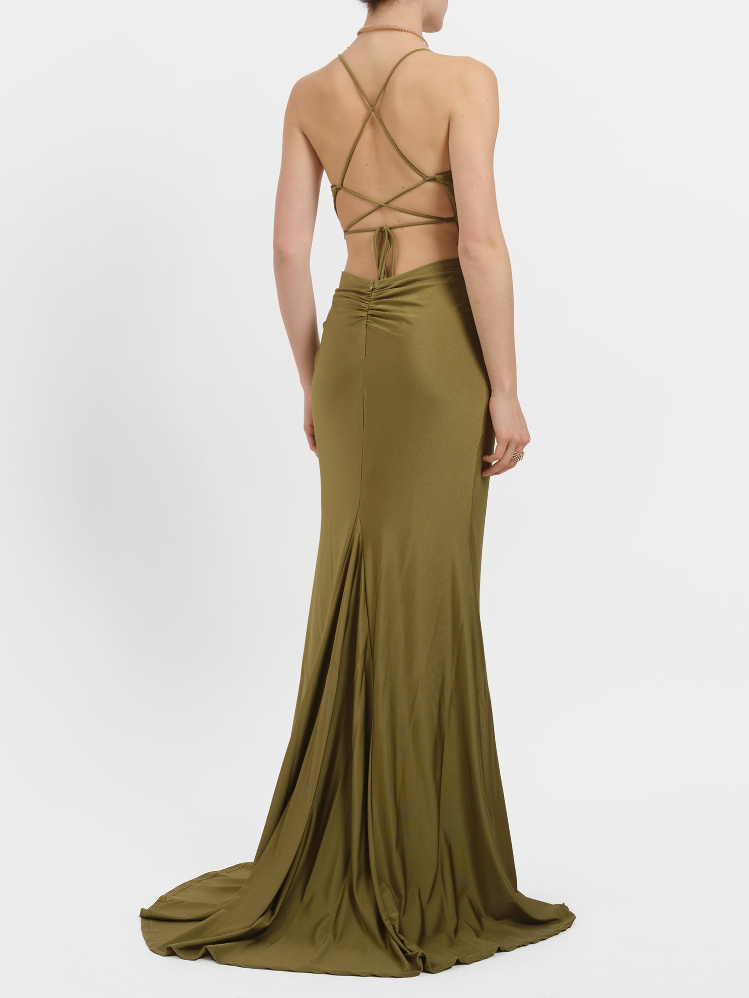 Abito lungo a sirena laminato