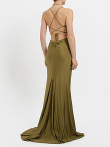 Abito lungo a sirena laminato