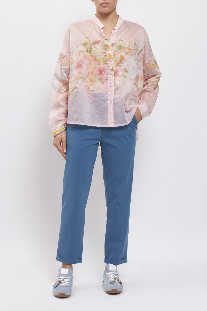 Camicia coreana con stampa floreale