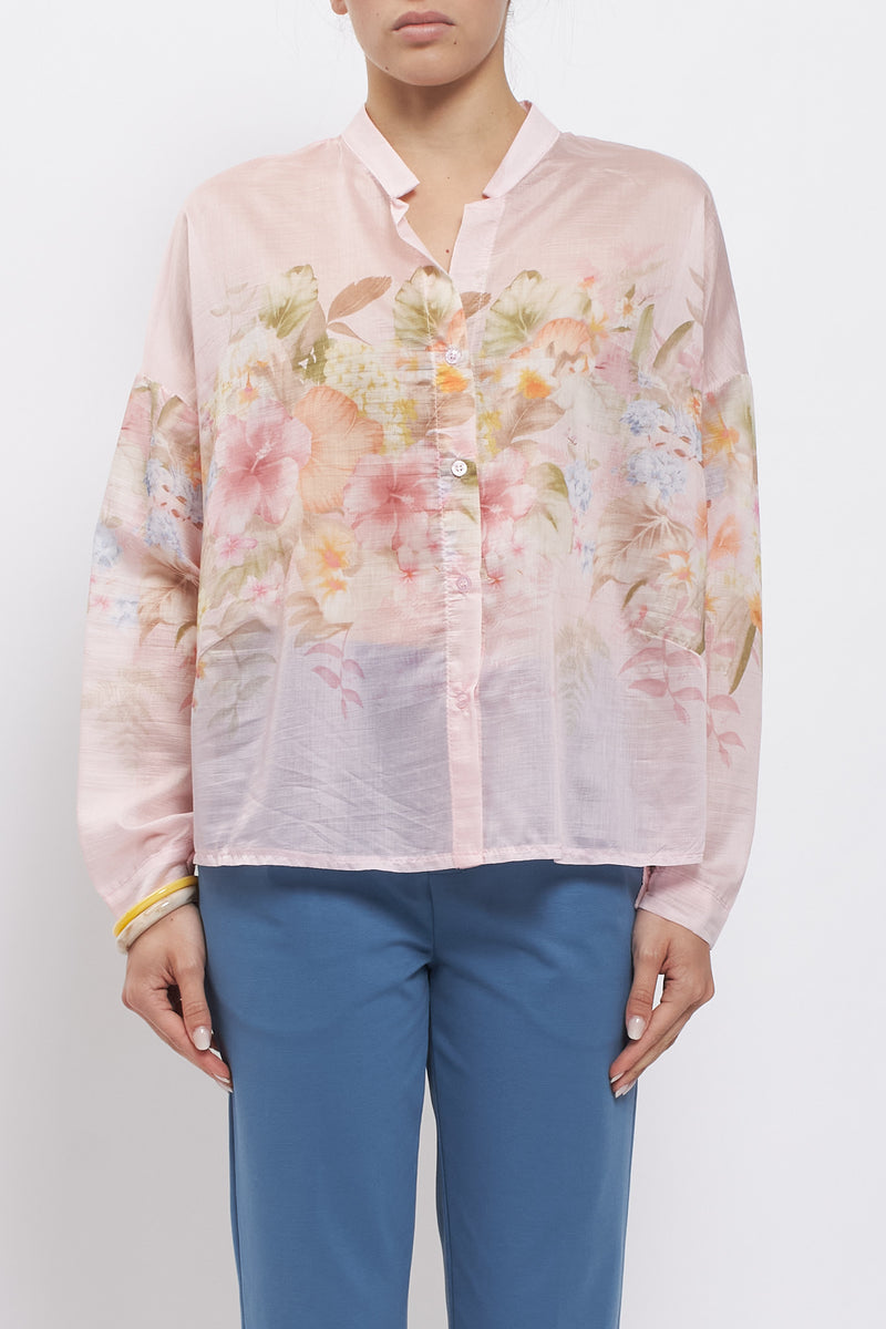 Camicia coreana con stampa floreale