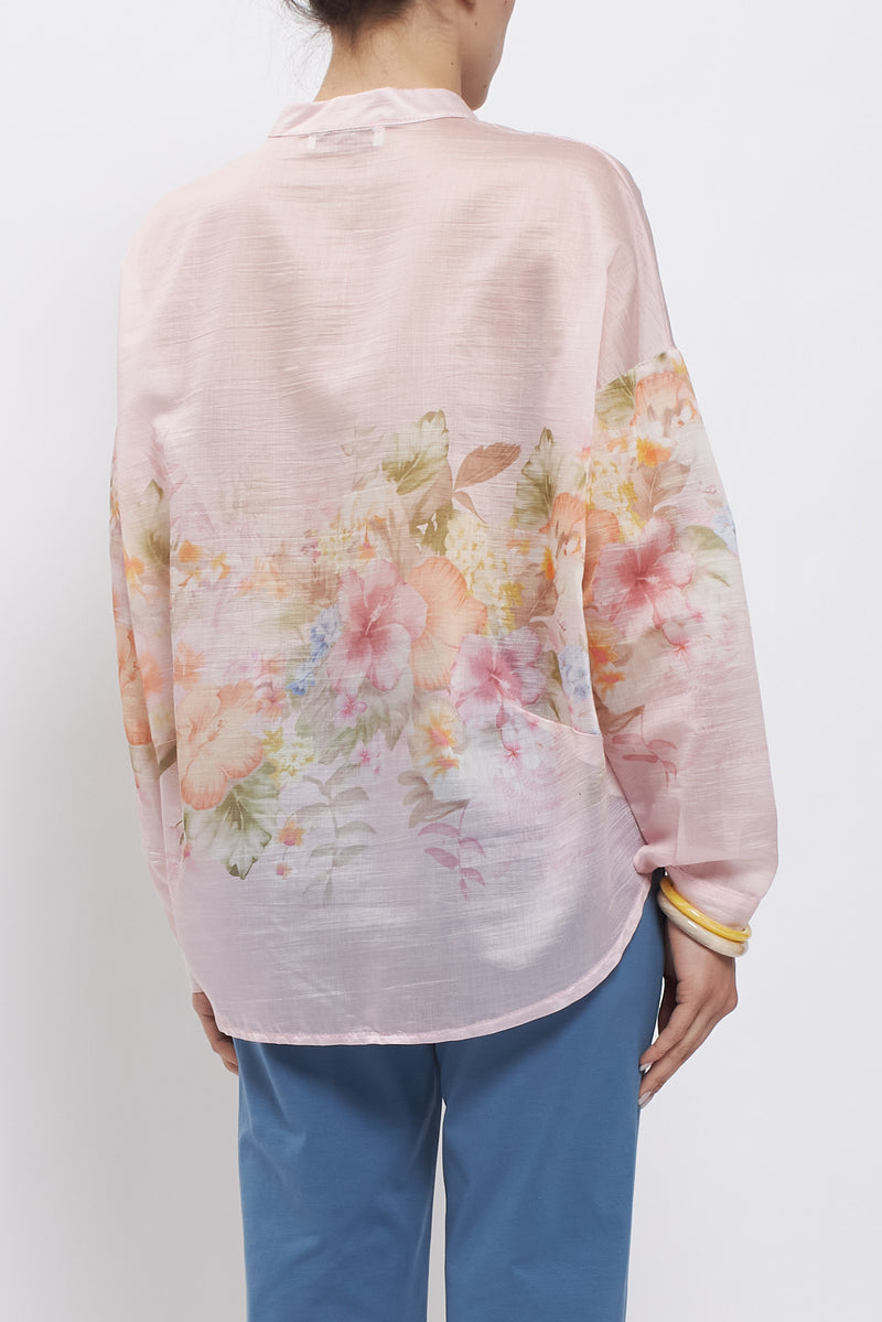 Camicia coreana con stampa floreale