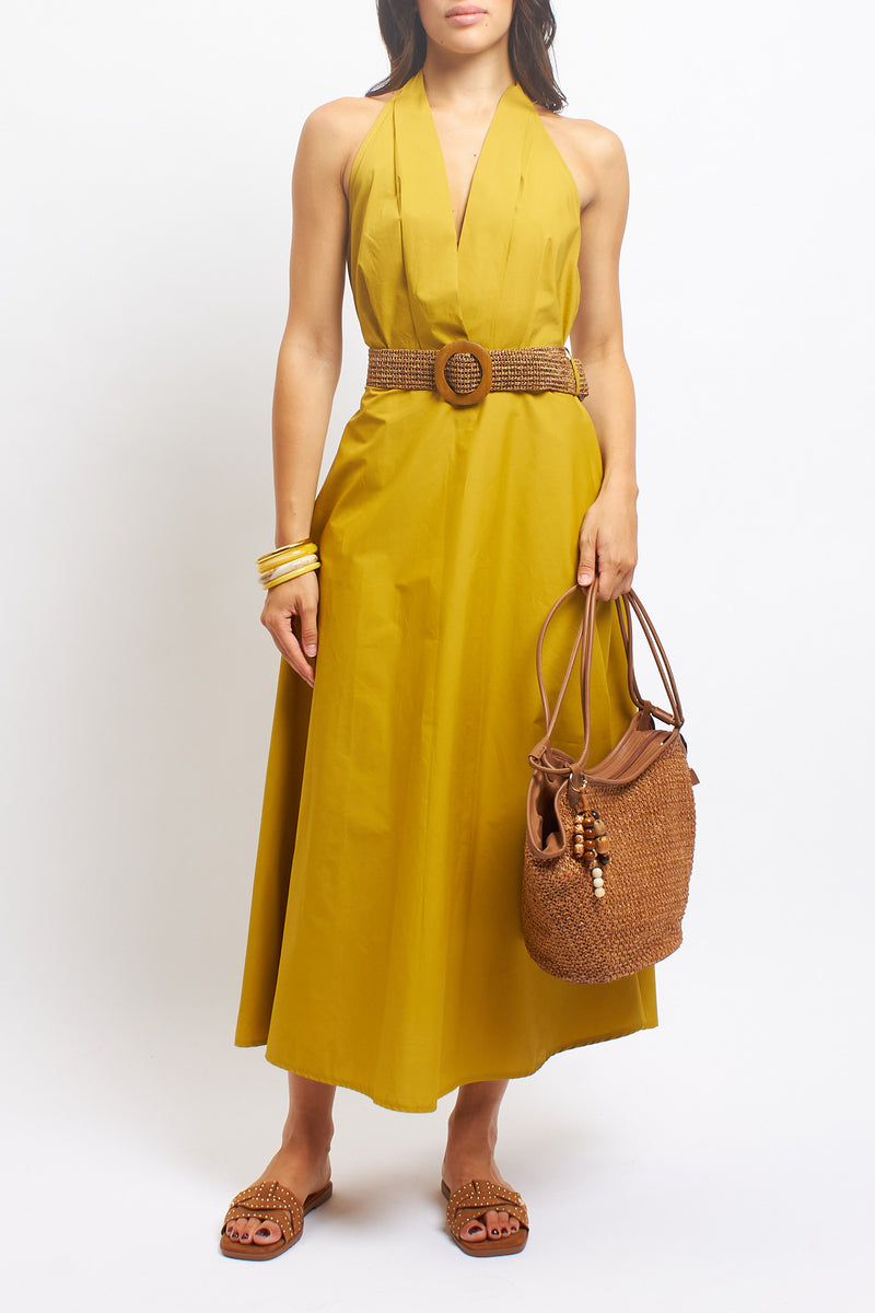 Abito in cotone con scollo all'americana