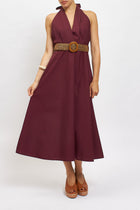 Abito in cotone con scollo all'americana