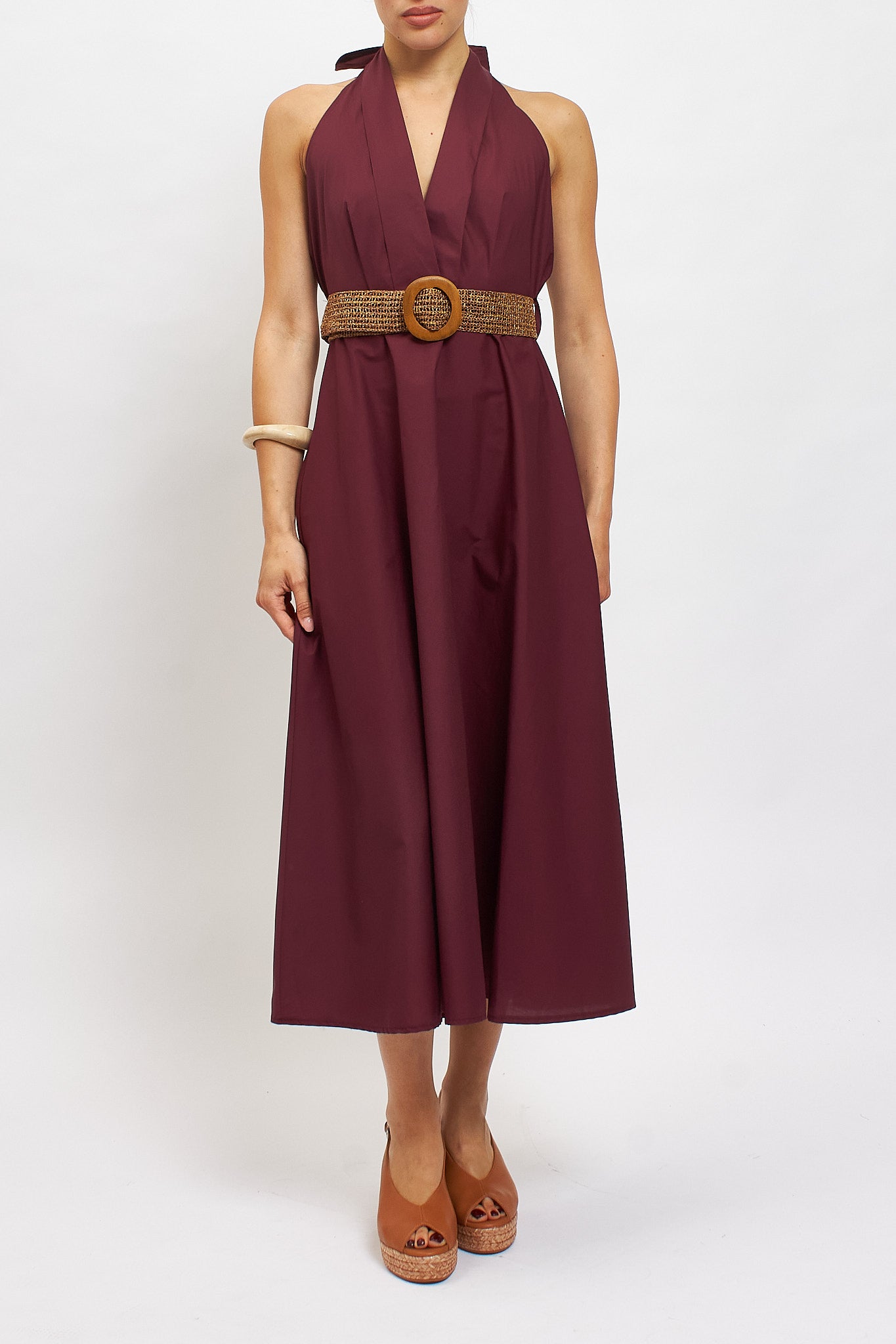 Abito in cotone con scollo all'americana