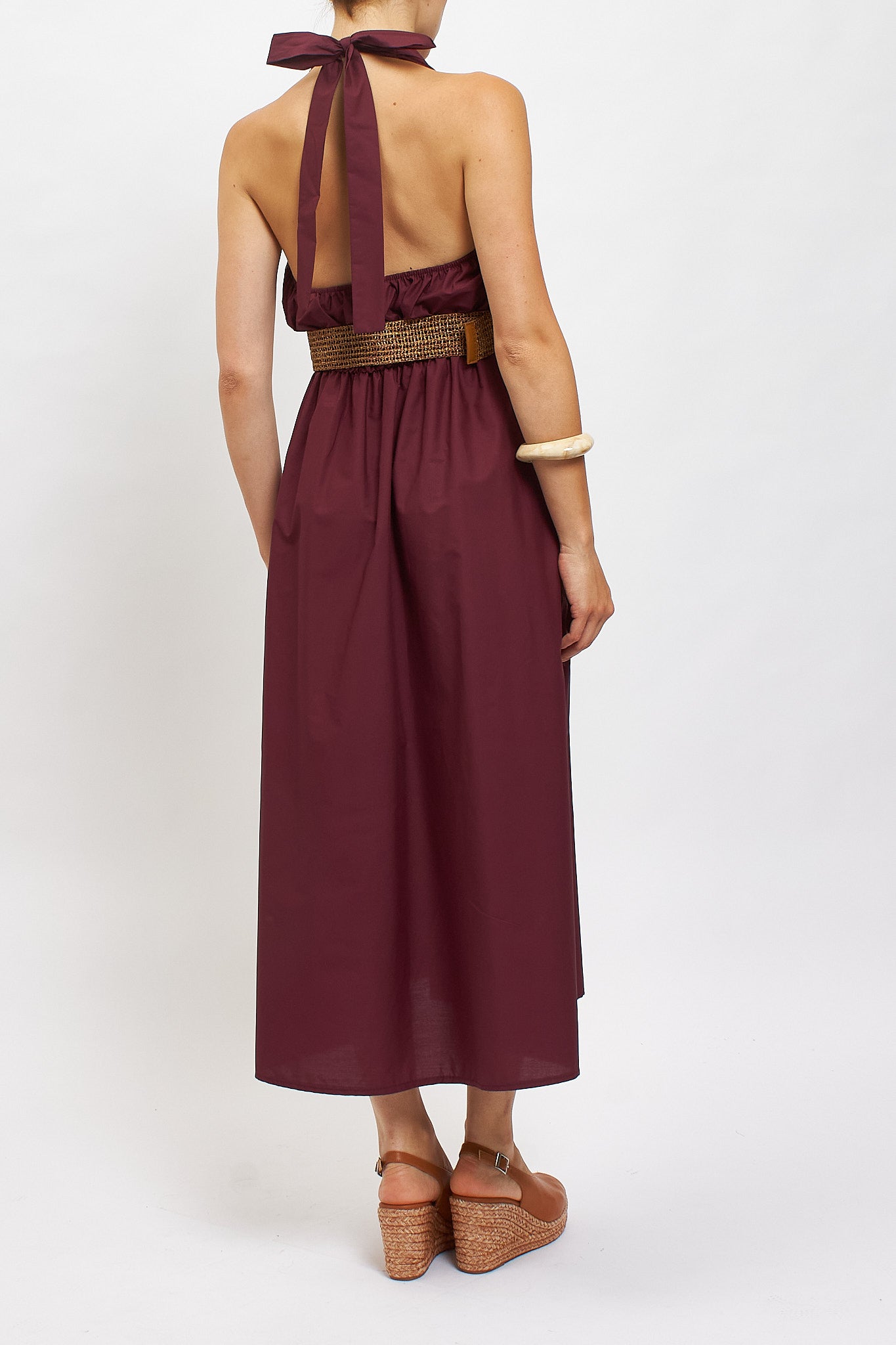 Abito in cotone con scollo all'americana