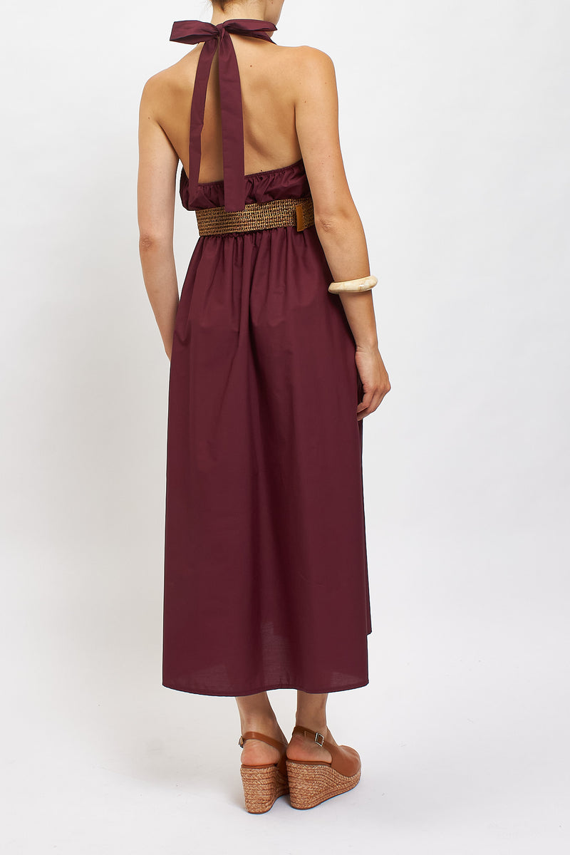 Abito in cotone con scollo all'americana