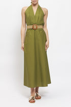 Abito in cotone con scollo all'americana