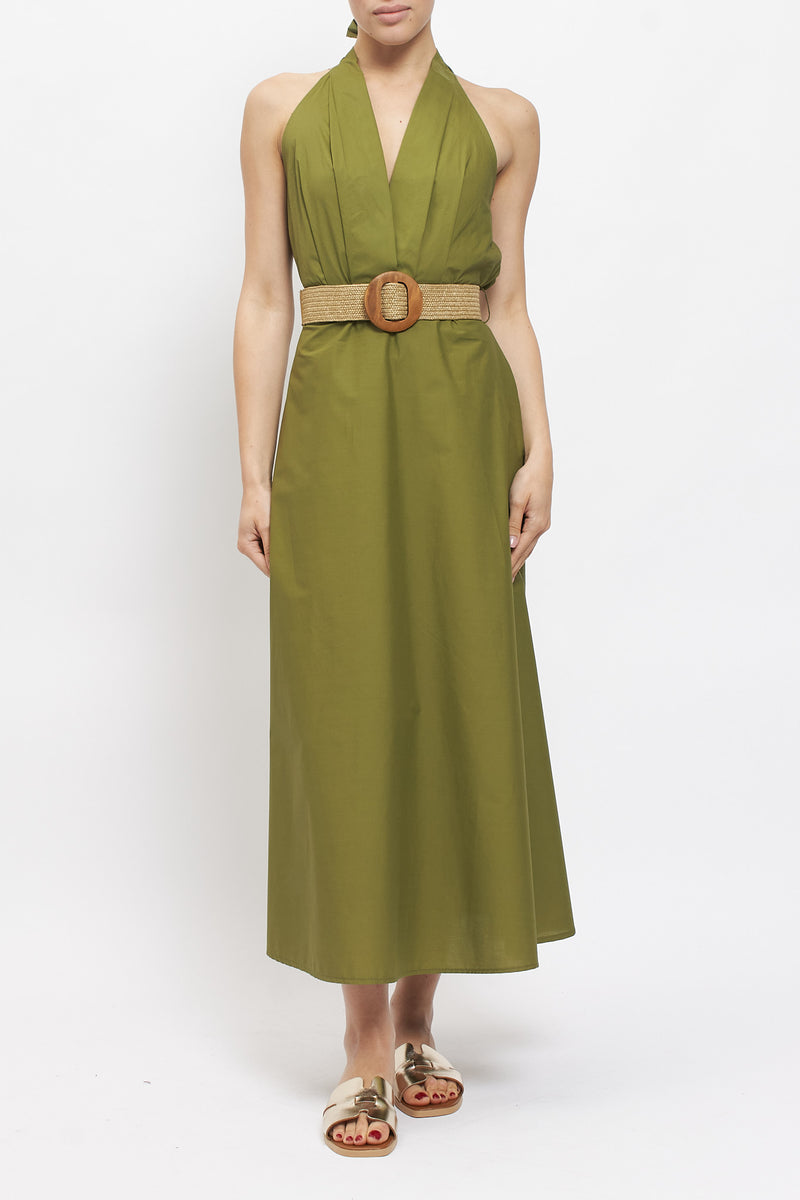 Abito in cotone con scollo all'americana
