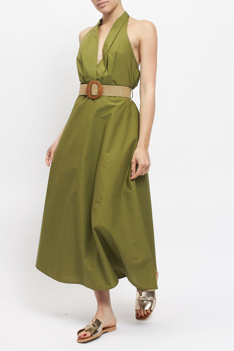 Abito in cotone con scollo all'americana