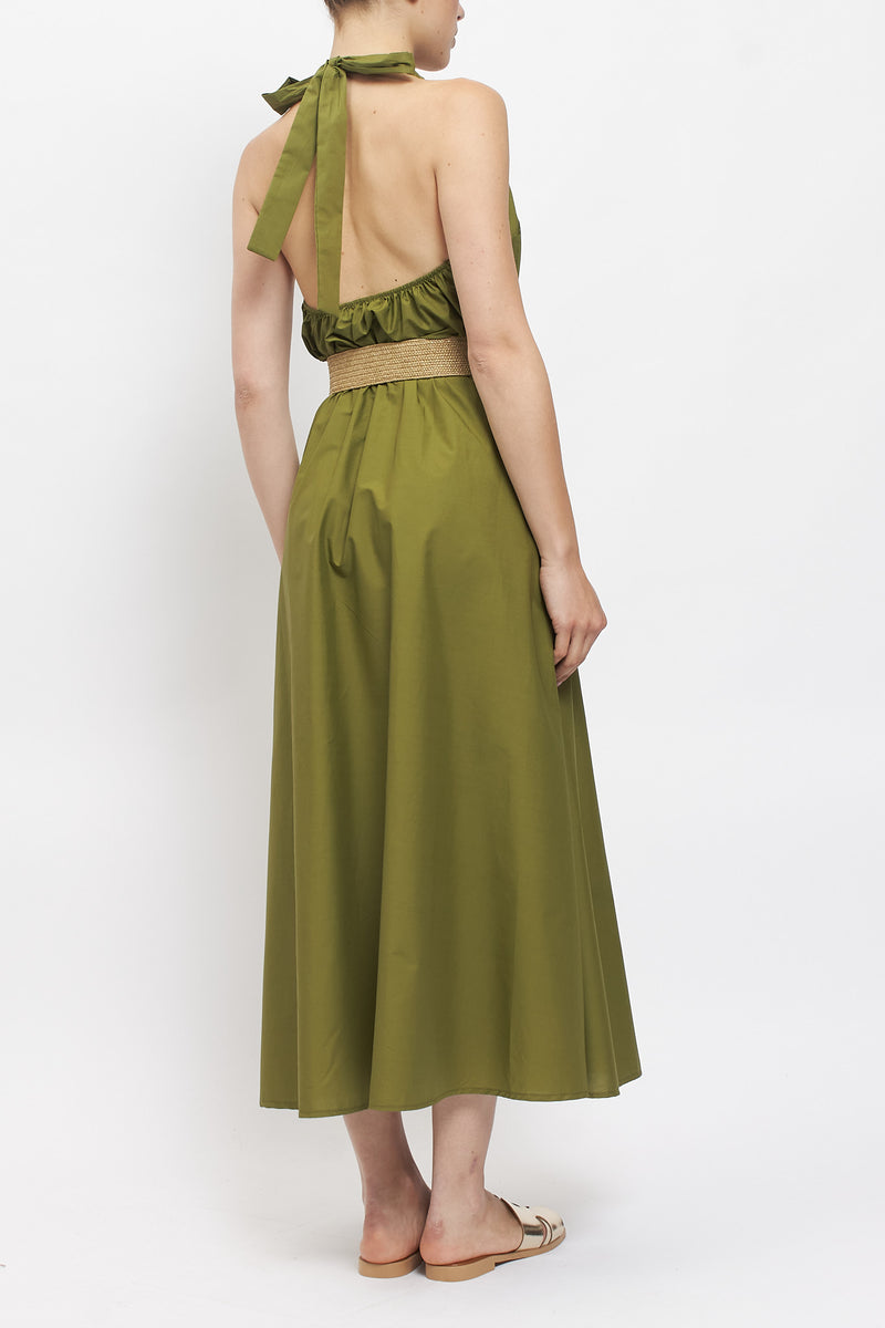 Abito in cotone con scollo all'americana