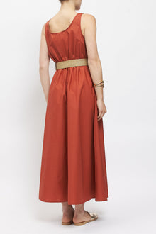 Abito midi in cotone con cintura