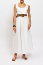 Abito midi in cotone con cintura
