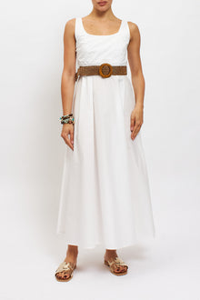 Abito midi in cotone con cintura
