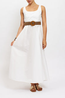 Abito midi in cotone con cintura