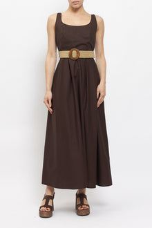Abito midi in cotone con cintura