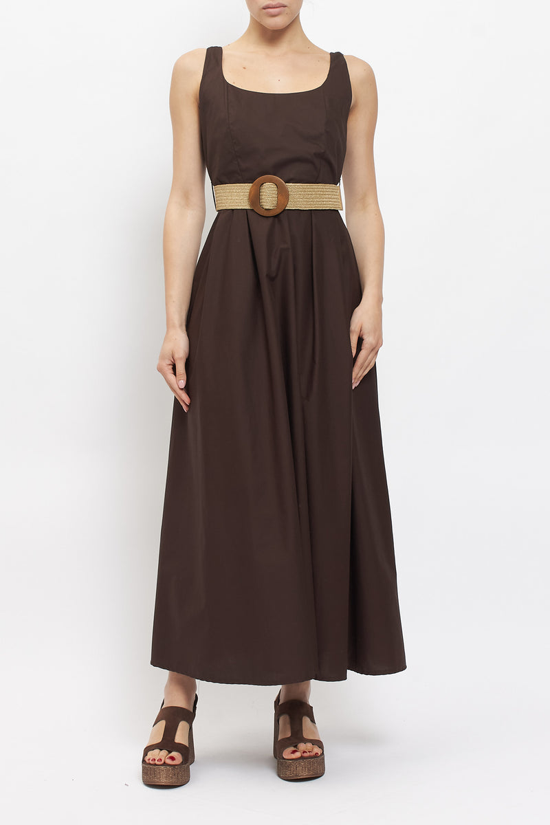 Abito midi in cotone con cintura