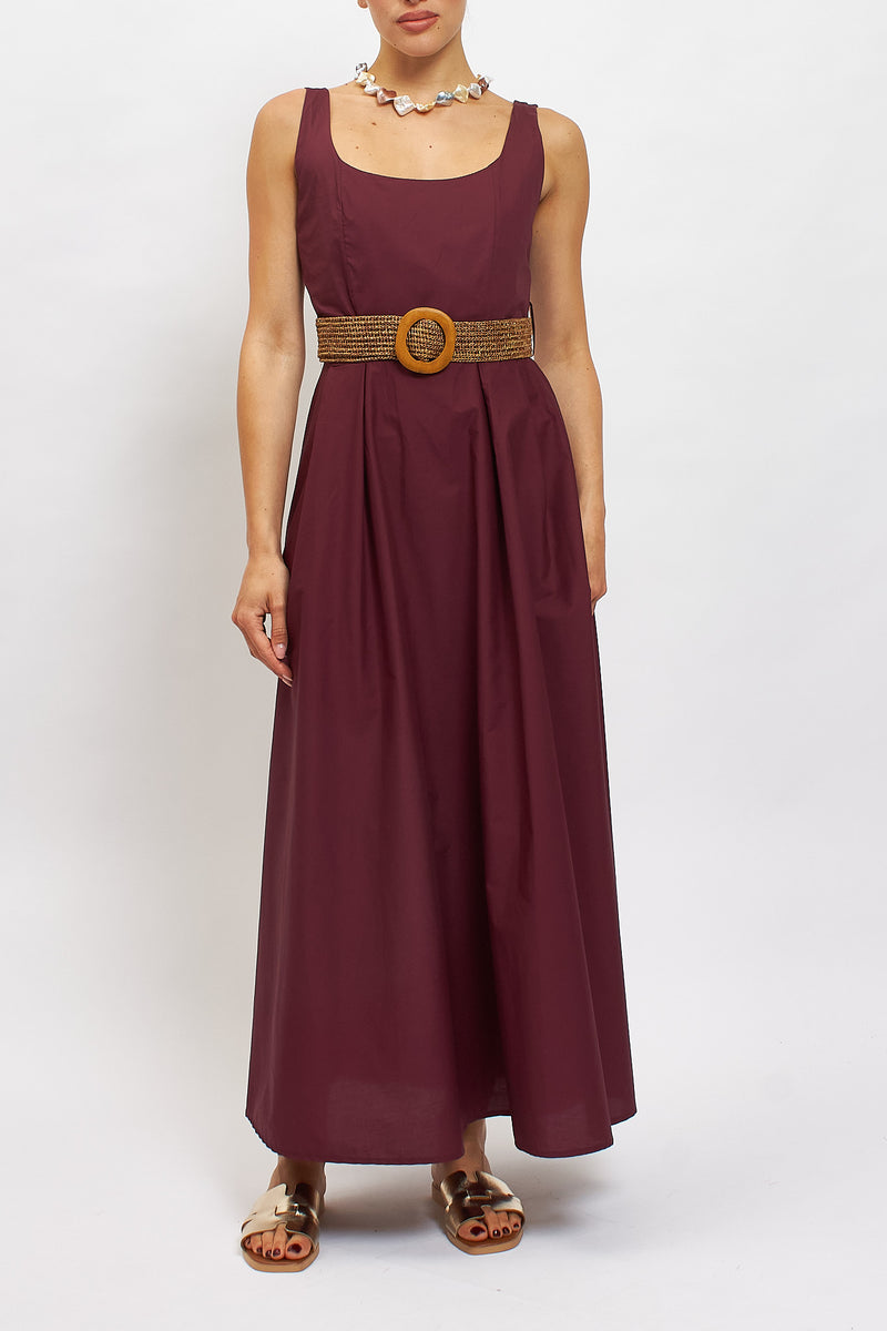 Abito midi in cotone con cintura