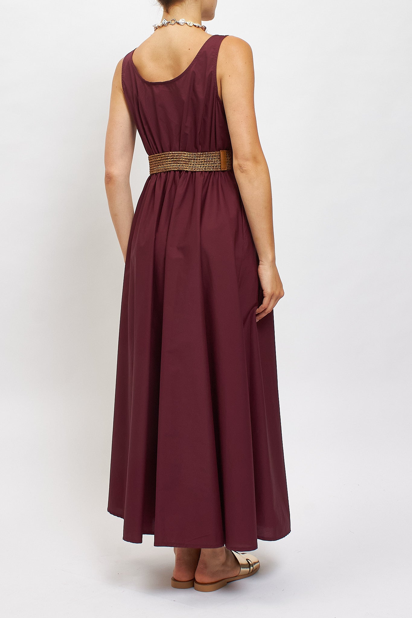 Abito midi in cotone con cintura