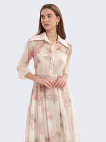 Abito chemisier con sottoveste e fantasia floreale