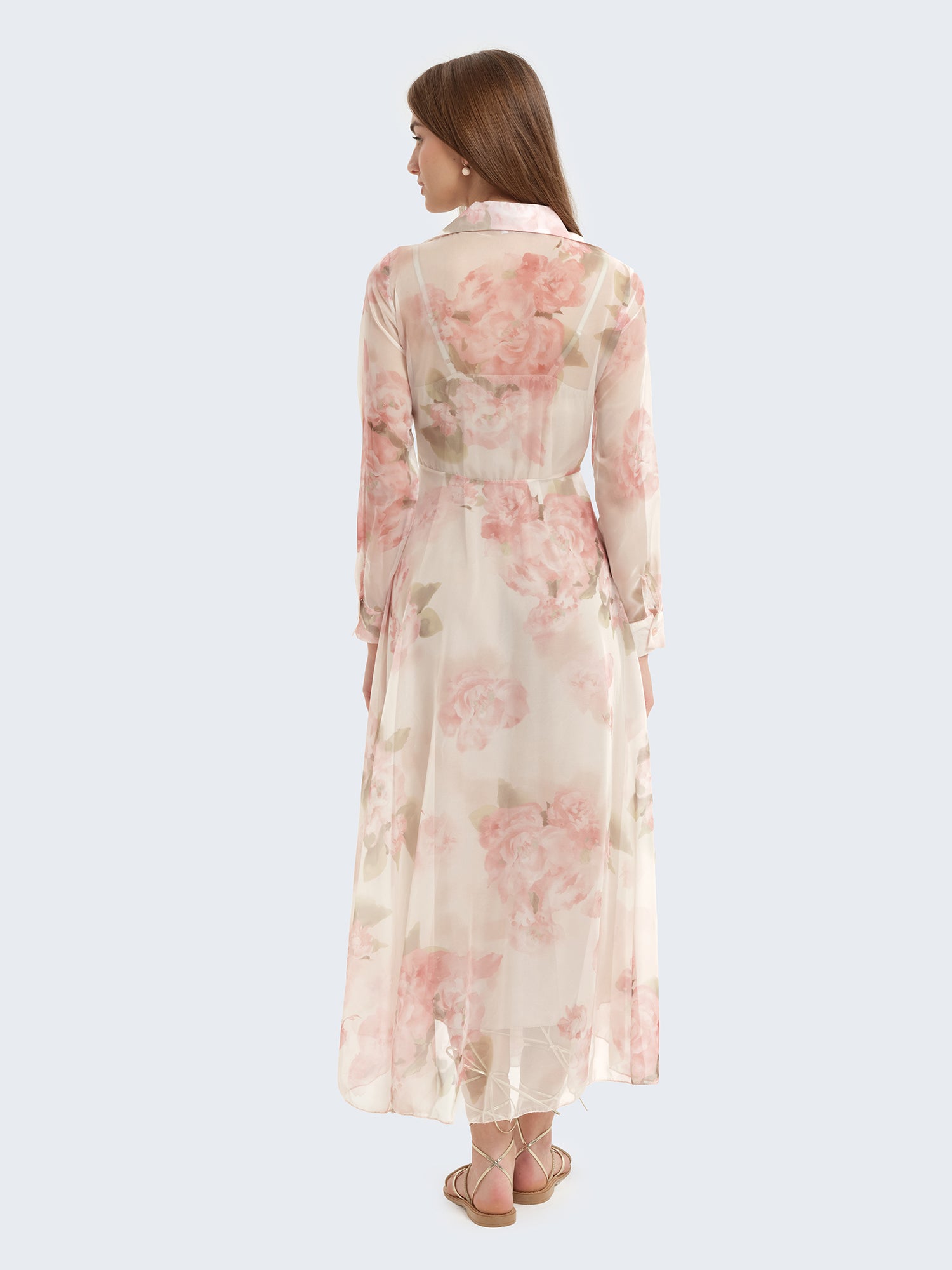Abito chemisier con sottoveste e fantasia floreale