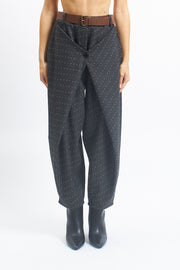 Pantalone barrell con pannello