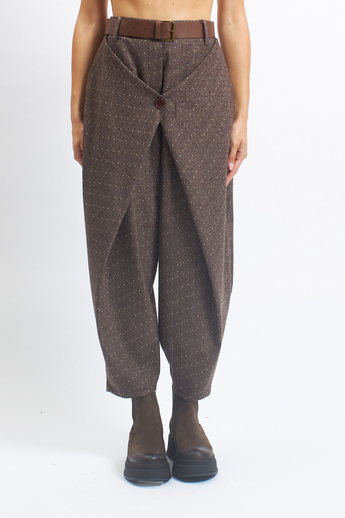 Pantalone barrell con pannello