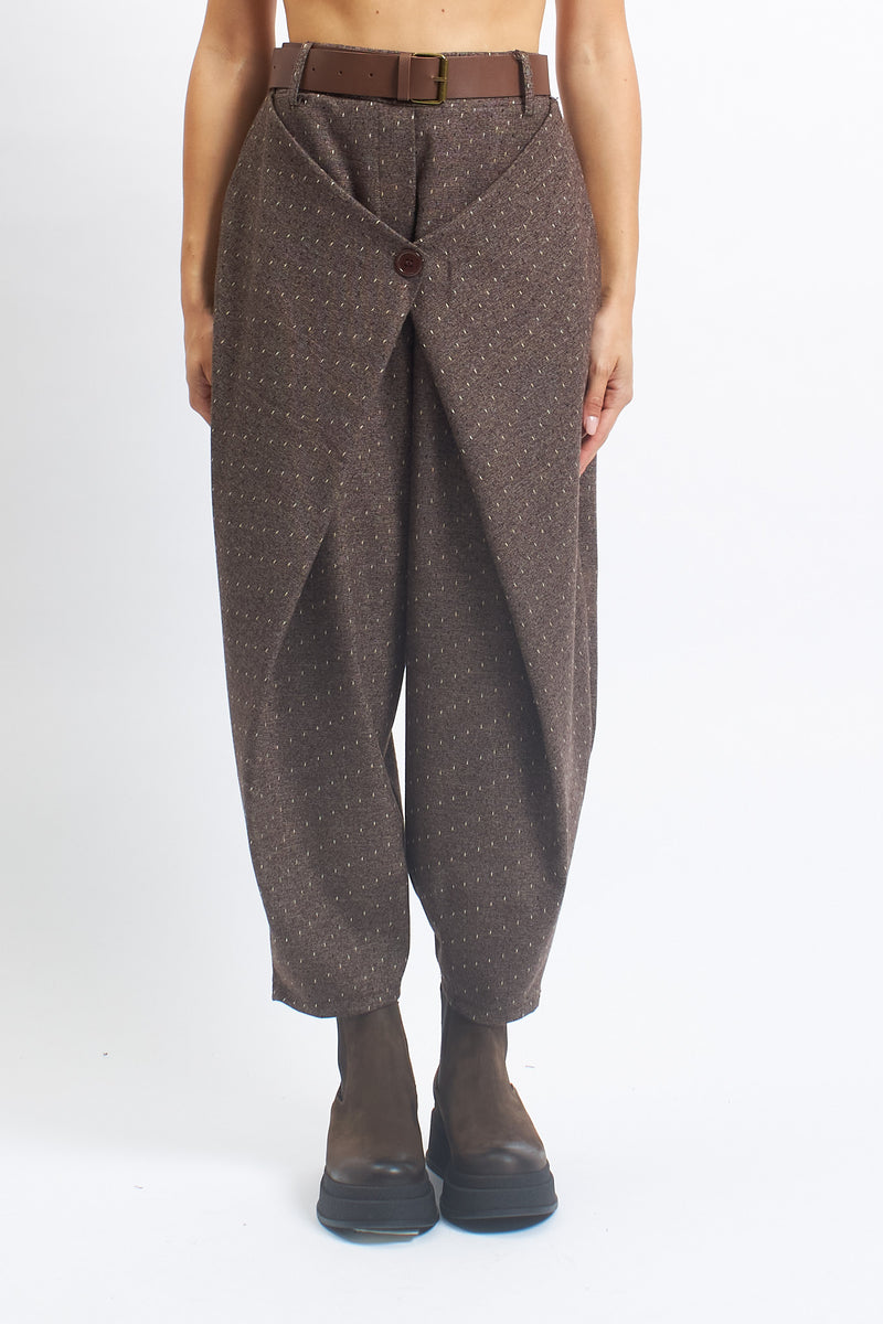 Pantalone barrell con pannello