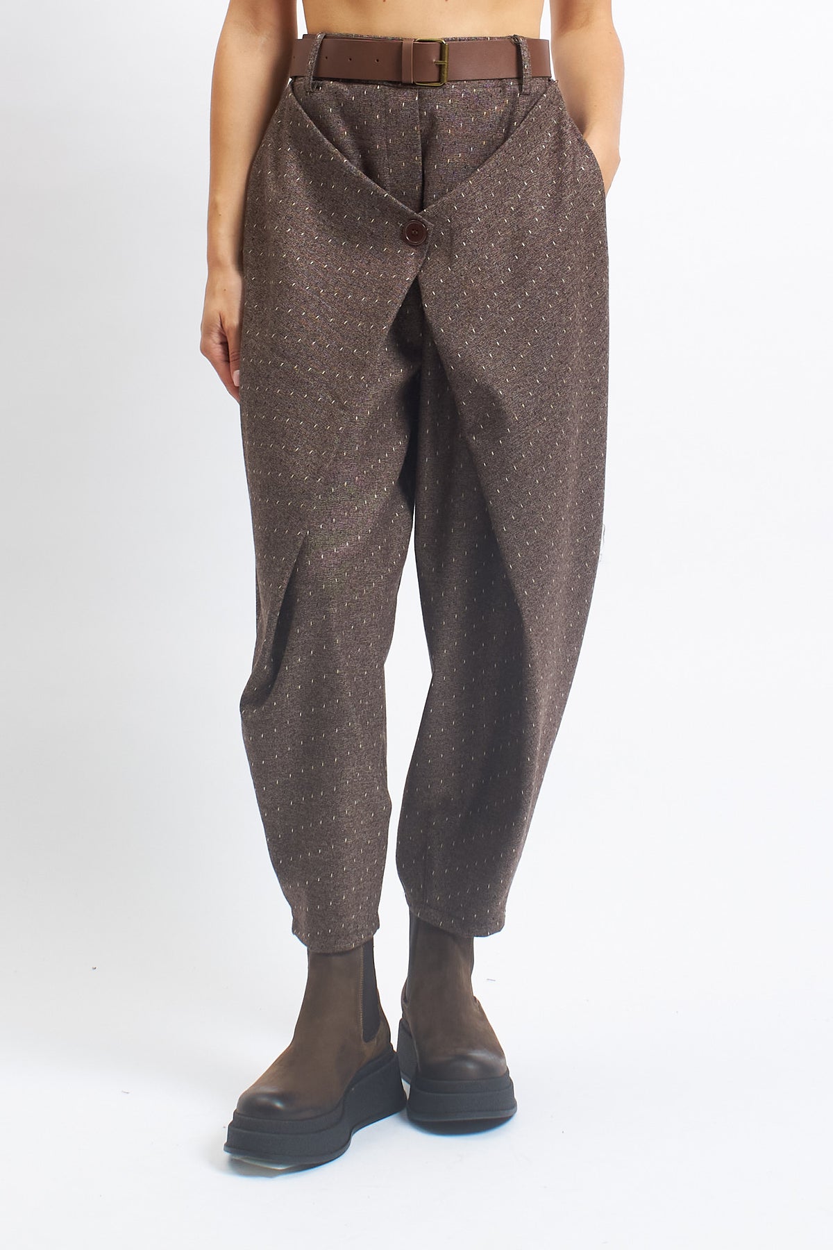Pantalone barrell con pannello