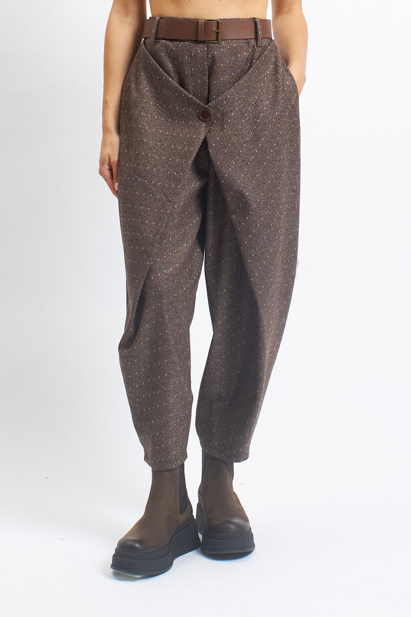 Pantalone barrell con pannello