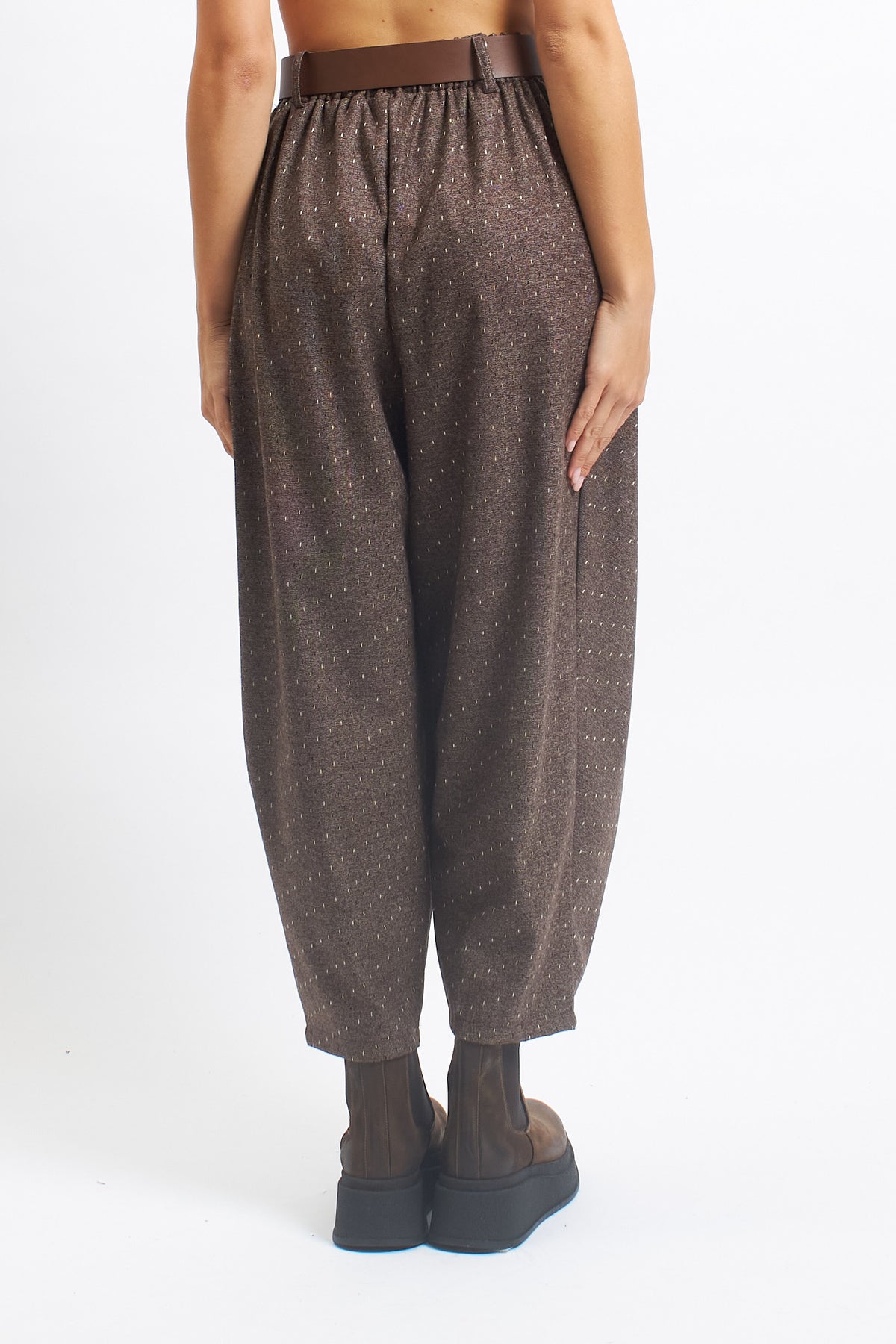 Pantalone barrell con pannello